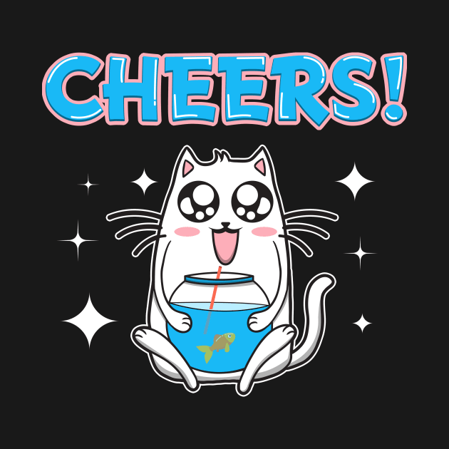 Cute Cheers Cat Drinking Fishbowl Beer Drinker by theperfectpresents