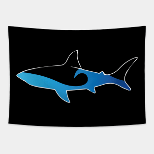 Surf the shark Black Tapestry