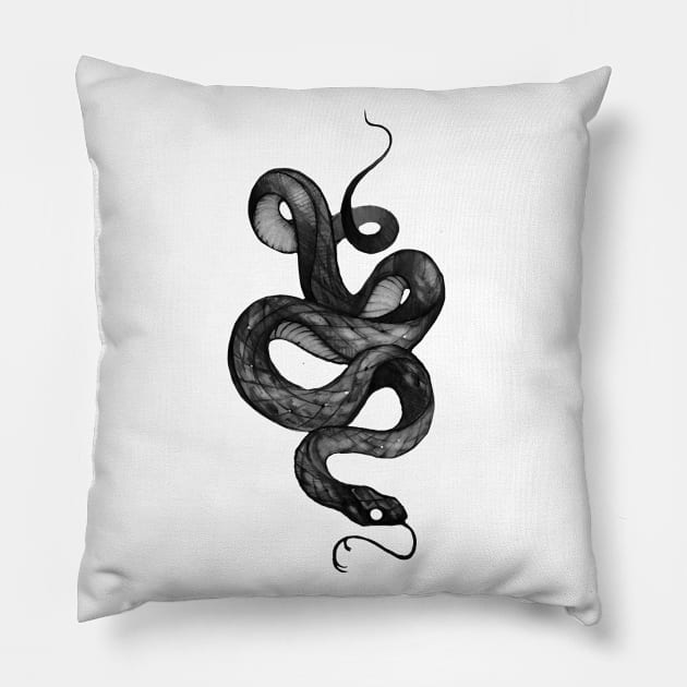 Black Snake Pillow by Lev K