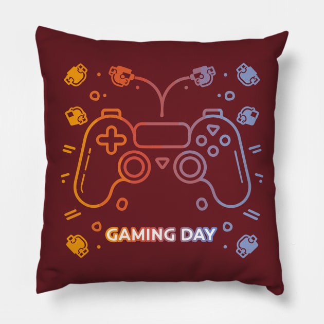 Gaming Day Pillow by NAM Illustration