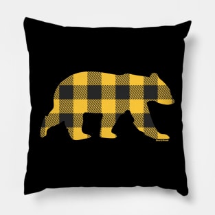 Gay Bear Yellow Buffalo Plaid Pattern | BearlyBrand Pillow