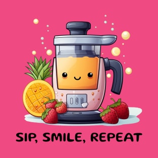 Fruit Juicer Sip, Smile, Repeat Funny Healthy Novelty T-Shirt