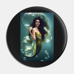 Mermaid appearing from bubbles Pin