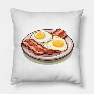 Bacon and fried egg in plate Pillow