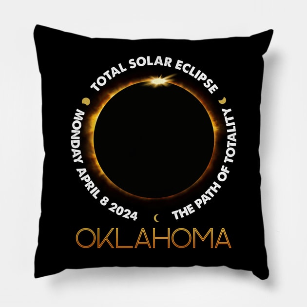 OKLAHOMA Total Solar Eclipse 2024 American Totality April 8 Pillow by Sky full of art