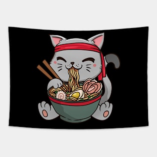 Cute Anime Ramen Cat - Otaku T-Shirt Tapestry