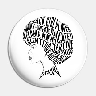 Afro Hair Word Art Design Pin