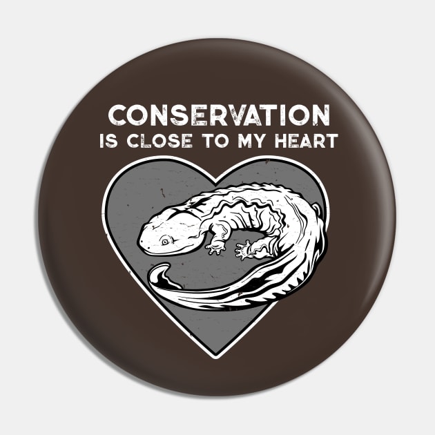 Hellbender Conservation Heart Pin by Peppermint Narwhal