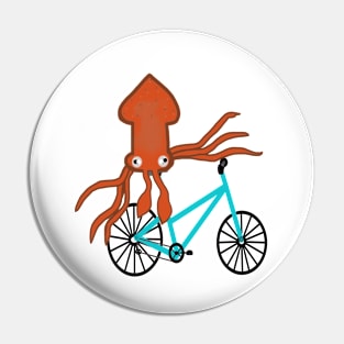 Squid On A Bicycle Teal Pin