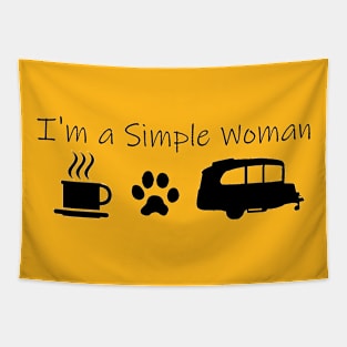 Airstream Basecamp "I'm a Simple Woman" - Coffee, Cats & Basecamp T-Shirt Tapestry