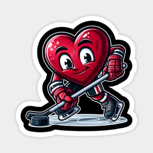 Valentine's Day Heart Hockey Player Magnet