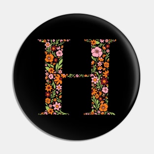 Retro Floral Letter H Pin