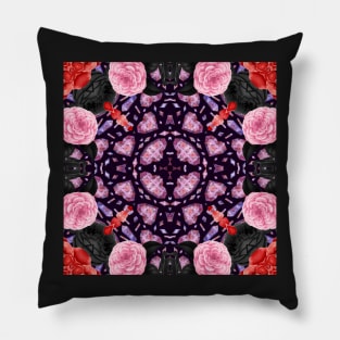Crystal Hearts and Flowers Valentines Kaleidoscope pattern (Seamless) 32 Pillow
