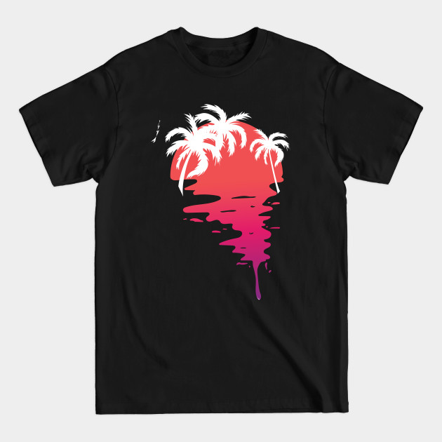 Surfing Sunset Vinatge Palm Tree | Positivity - Sunset Beach - T-Shirt