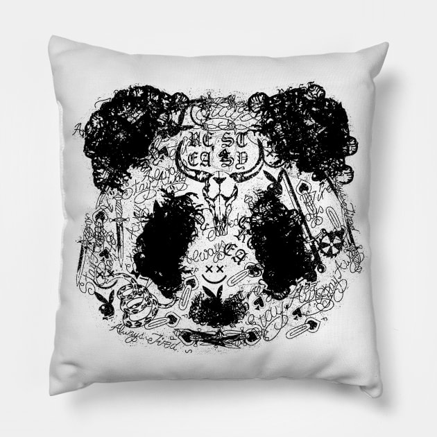 Tattooed Panda Malone by Tobe Fonseca Pillow by Tobe_Fonseca