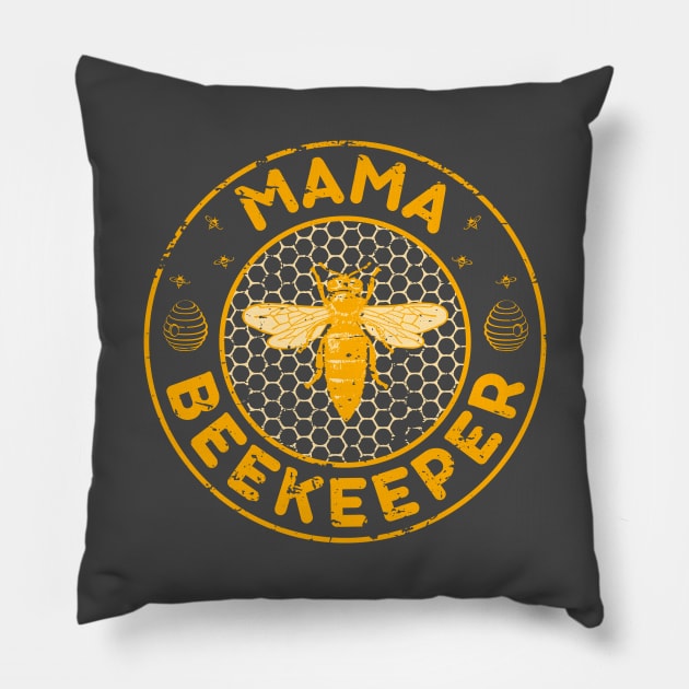 Mama Beekeeper, Bee Whisperer Distressed Retro Style Design Pillow by PugSwagClothing