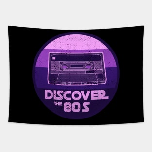 DISCOVER THE 80S vintage retro 80s nostalgia design third color version with distress Tapestry