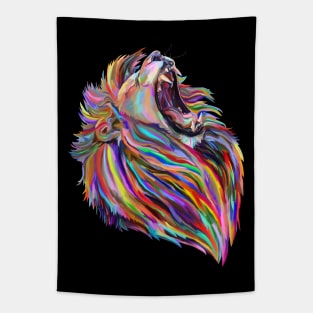 Roaring Regal Rainbow Lion Tapestry