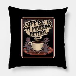 Coffee Morning Ritual Cats by Tobe Fonseca Pillow