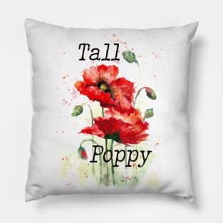 Tall poppy print - beautiful red poppy print Pillow