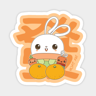 Huat Huat Bunny Succulent - HUAT AH!!! (Orange) Magnet