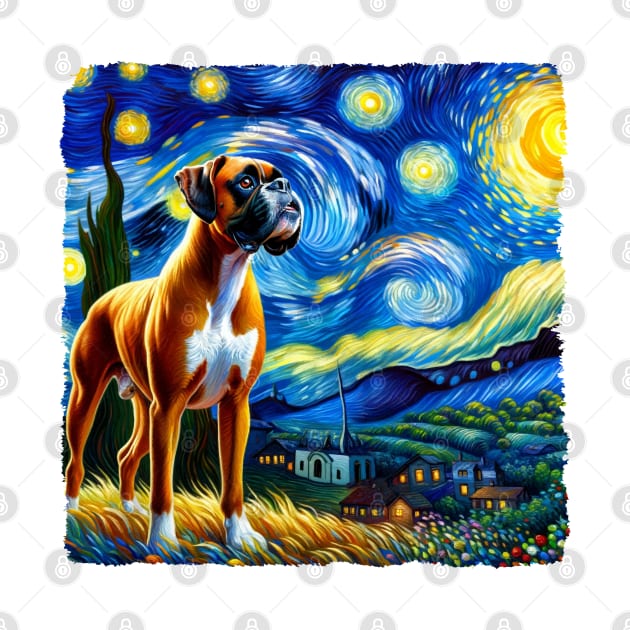 Starry Boxer Dog Portrait - Pet Portrait by starry_night