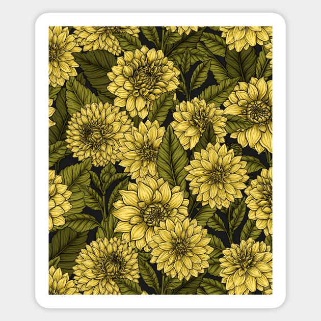 Yellow dahlia garden - Dahlias - Sticker