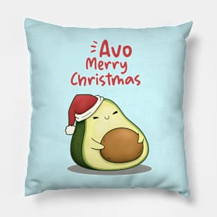 Cute Avo Merry Christmas Avocado in Santa Hat Pillow