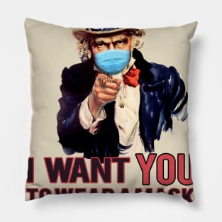 Uncle Sam I Want You To Wear A Mask Pillow