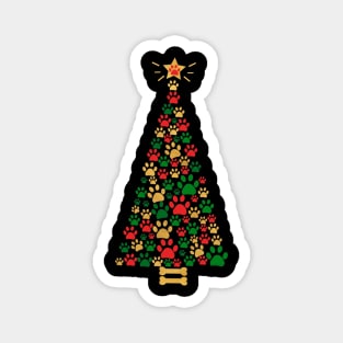 Dog Lovers Cute and Funny Dog Paws Prints Christmas Tree Magnet