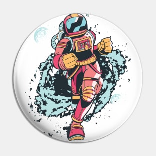 Spaceman Running Through Space Pin