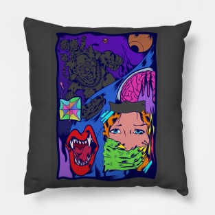 Dope scary night time story graffiti illustration Pillow