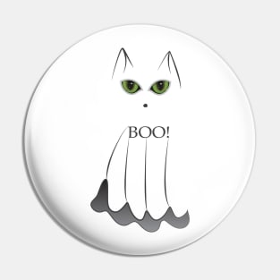 Cat ghost on white Pin