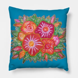 Fantasy Orange Flowers Pillow