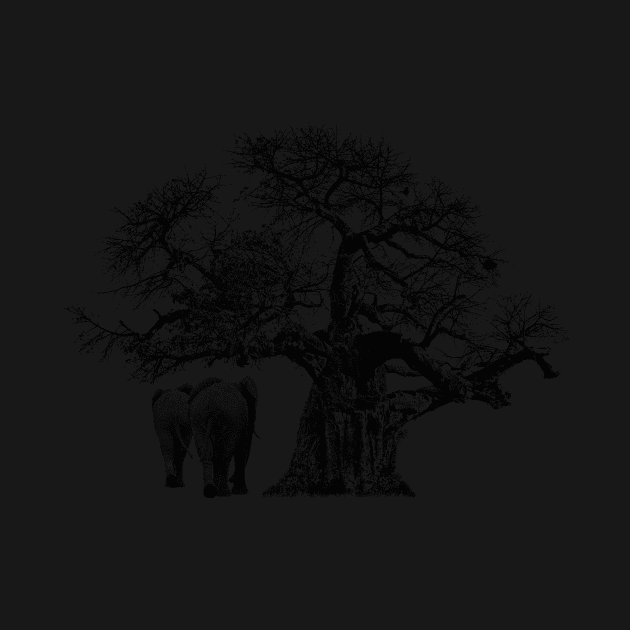 Giant Baobab Tree and Elephant Artwork by scotch