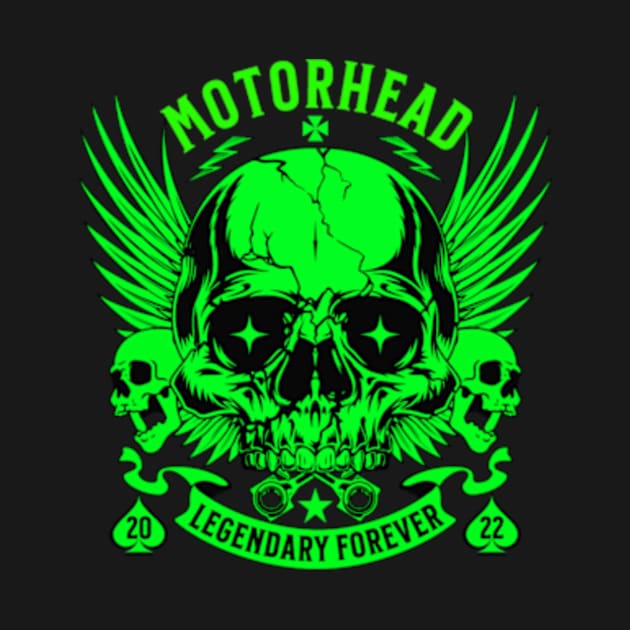 skull motorhead forever retro green by girls store