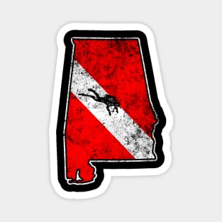 Alabama Dive Flag Scuba Diving State Map Dive Flag Distressed Magnet