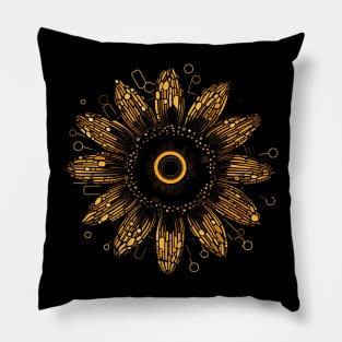 Boho sunflower mandala pattern Pillow