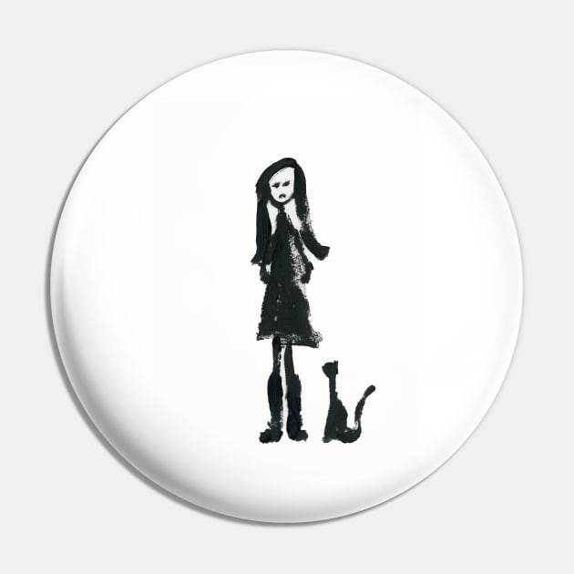 Stick girl (I/IV) and Cat Pin by FJBourne