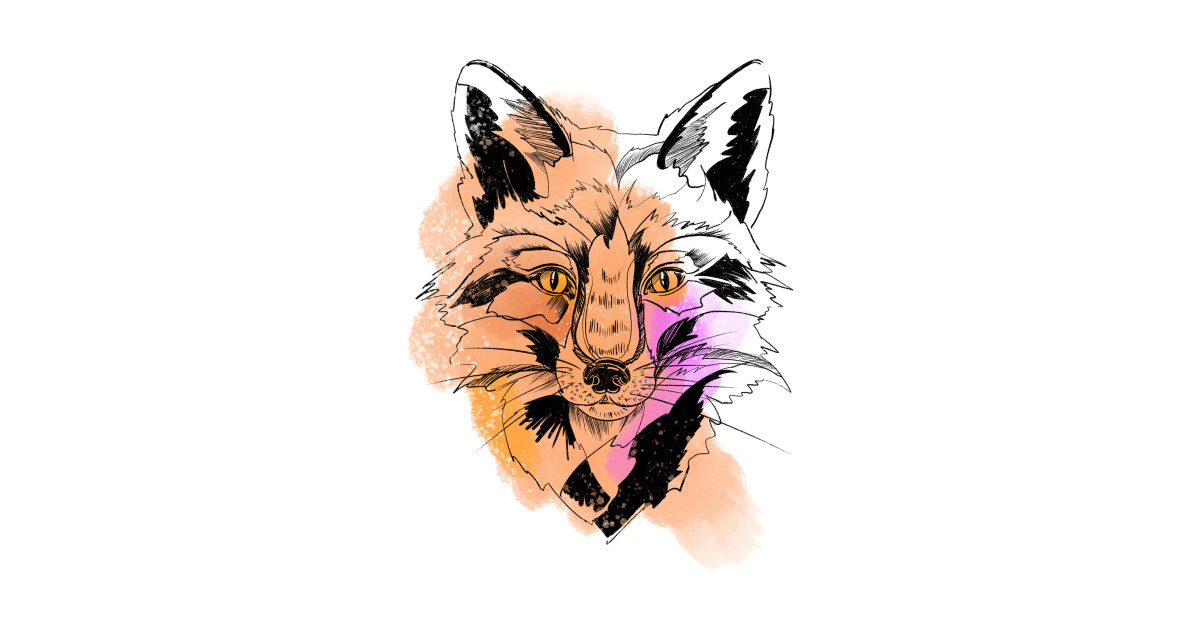 Cute Fox Sketch And Watercolor Spots Cute Fox Watercolor Tote Teepublic