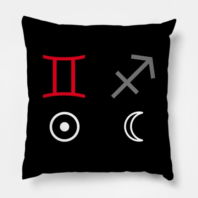 Gemini Sun Sagittarius Moon Zodiac Sign Pillow by Horosclothes
