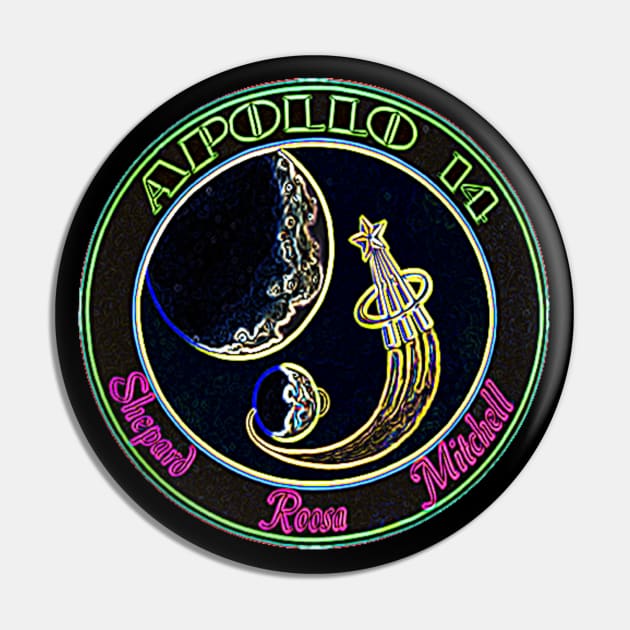 Apollo 14 Neon Retro Design Pin by Lunar Lens