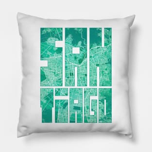 Santiago, Chile City Map Typography - Watercolor Pillow