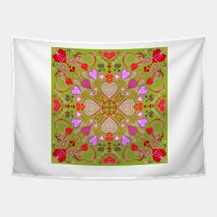 Valentines on Warm Light Green Tapestry