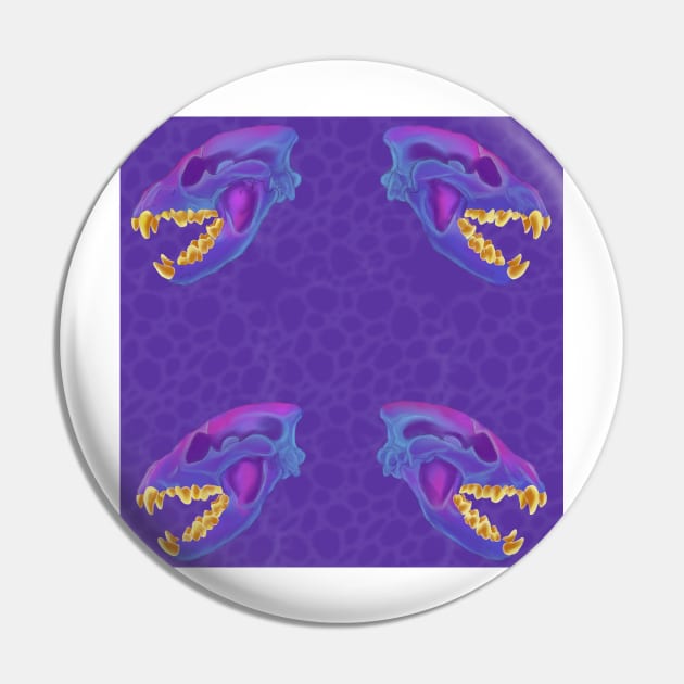 Diaphonized Hyena Skull Gold Teeth Purple Pin by TrapperWeasel