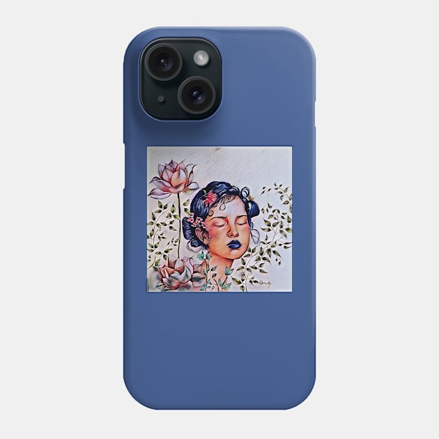 blue haired girl 2 Phone Case by reyhanartstudio