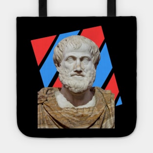Aristotle Portrait With Red Blue Rectangle Tote