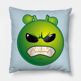 Angry Alien Monster ET Extraterrestrial Martian Green Man Emoji for Women, Men and Kids 8 Pillow