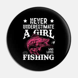 Never Underestimate A Girl Who Lovers Fishing Pin