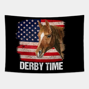 Derby USA Flag Horse Vintage Derby Time Tapestry